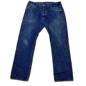 Levis 501 Mens Jeans 38x32 Dark Rigid Denim Men’s Y2K Button Fly
